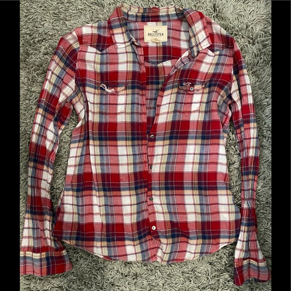 Red Plaid Hollister Shirt - Picture 1 of 4